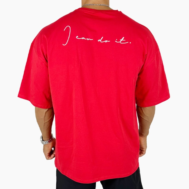 ��I CAN DO IT�� OVERSIZED TEE - RED