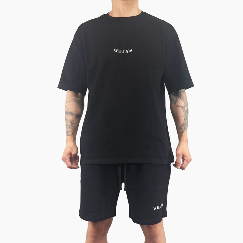 CORE OVERSIZE T-SHIRT + CLASSIC LOGO SHORTS "SET UP"  - BLACK/BLACK(ɳBLACK)