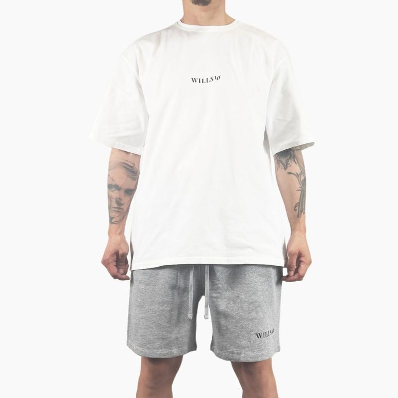 CORE OVERSIZE T-SHIRT + CLASSIC LOGO SHORTS "SET UP"  - WHITE/GRAY(ɳGRAY)
