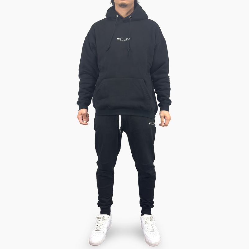 CORE OVERSIZED PULLOVER HOODIE + ACTIVE UTILITY JOGGER "SET UP"  - (HOODIE)BLACK/BLACK