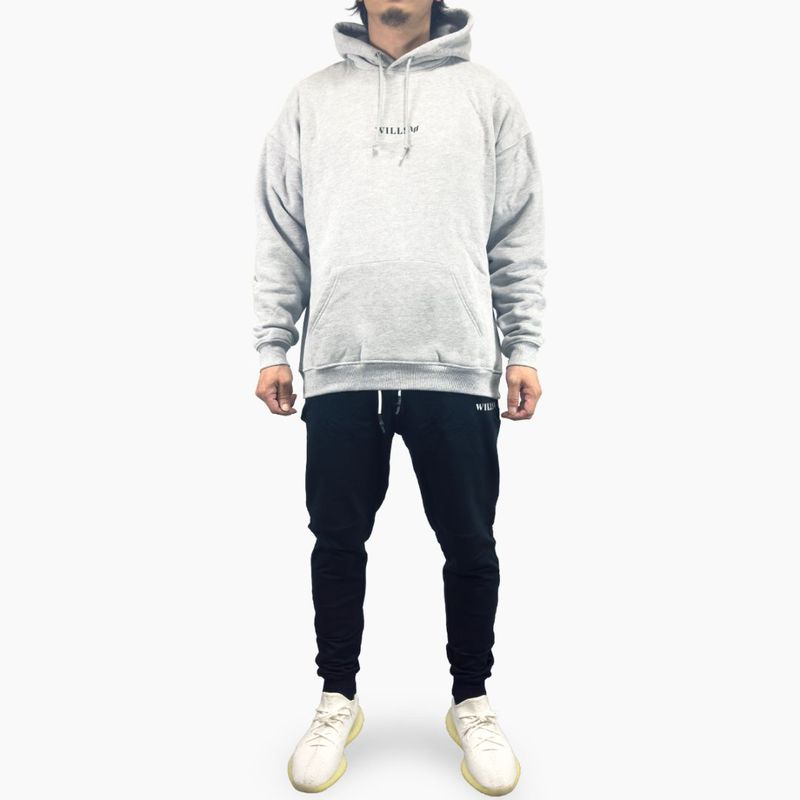 CORE OVERSIZED PULLOVER HOODIE + ACTIVE UTILITY JOGGER "SET UP"  - (HOODIE)GRAY/BLACK