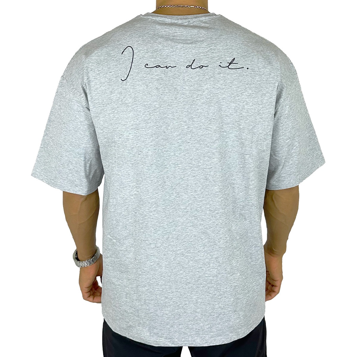 ��I CAN DO IT�� OVERSIZED TEE - GRAY