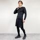 "COMPRESSION LONG SLEEVE T-SHIRT + SIDE LOGO ACTIVE LEGGING + ACTIVE UTILITY SHORTS" SET UP  - BLACK