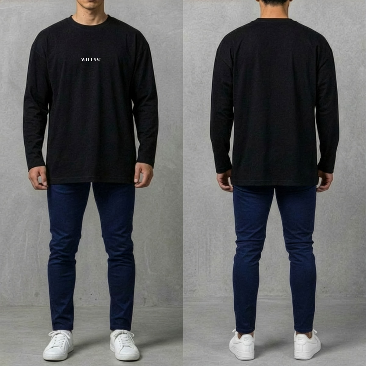 CORE OVERSIZE LONG SLEEVE TEE - BLACK