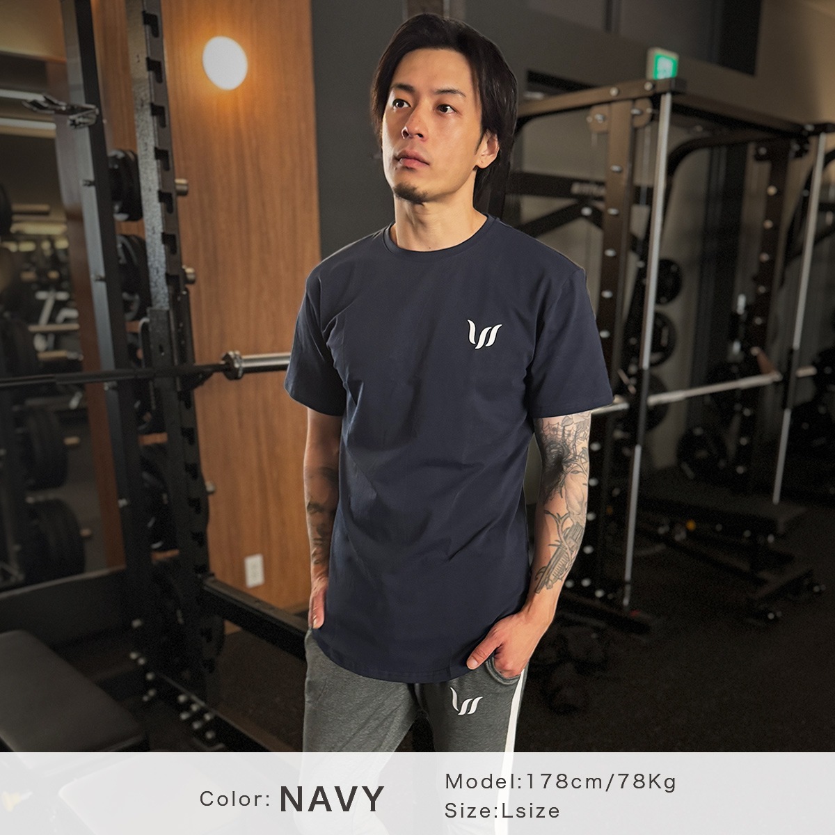 SP T-SHIRT - NAVY ���饦���