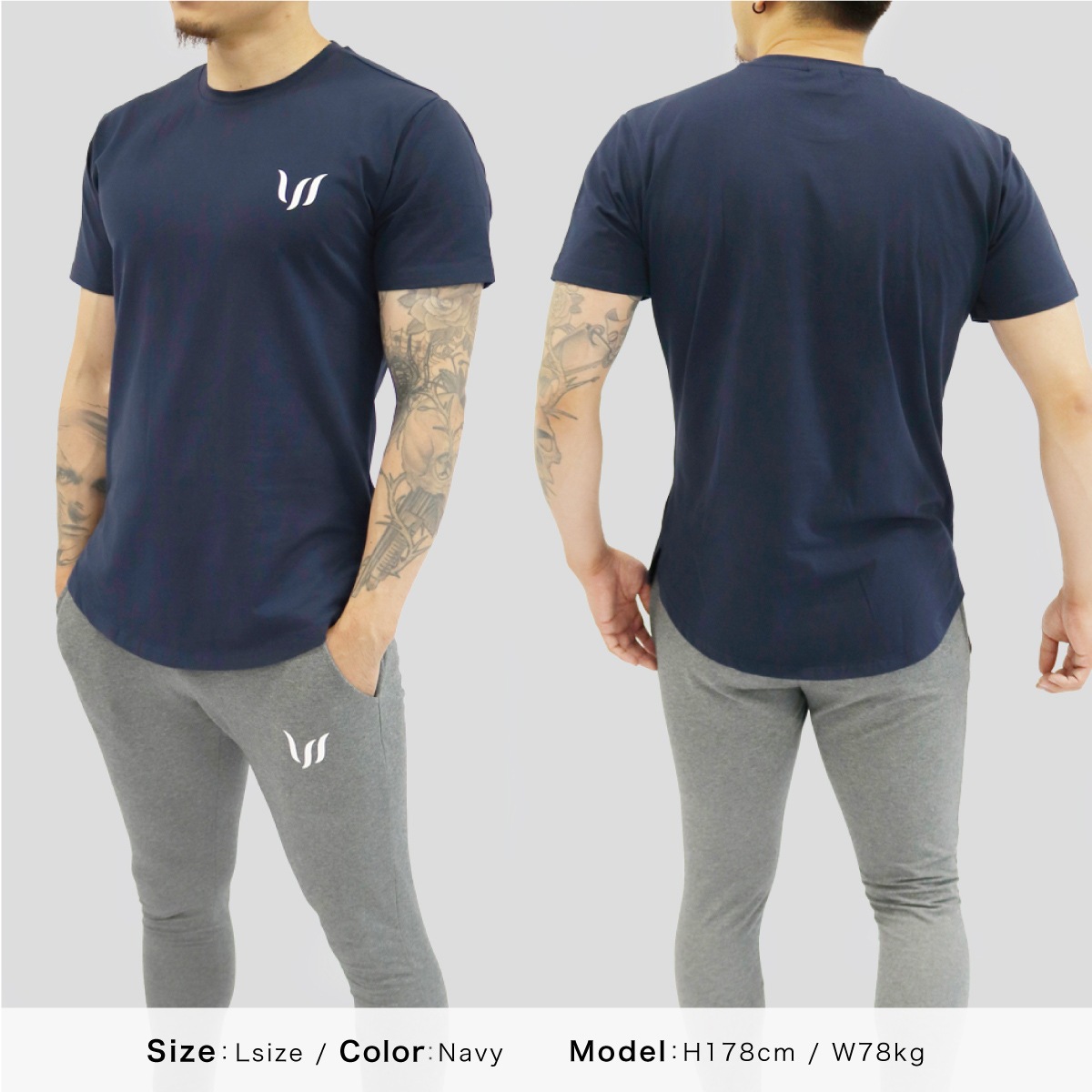 SP T-SHIRT - NAVY ���饦���