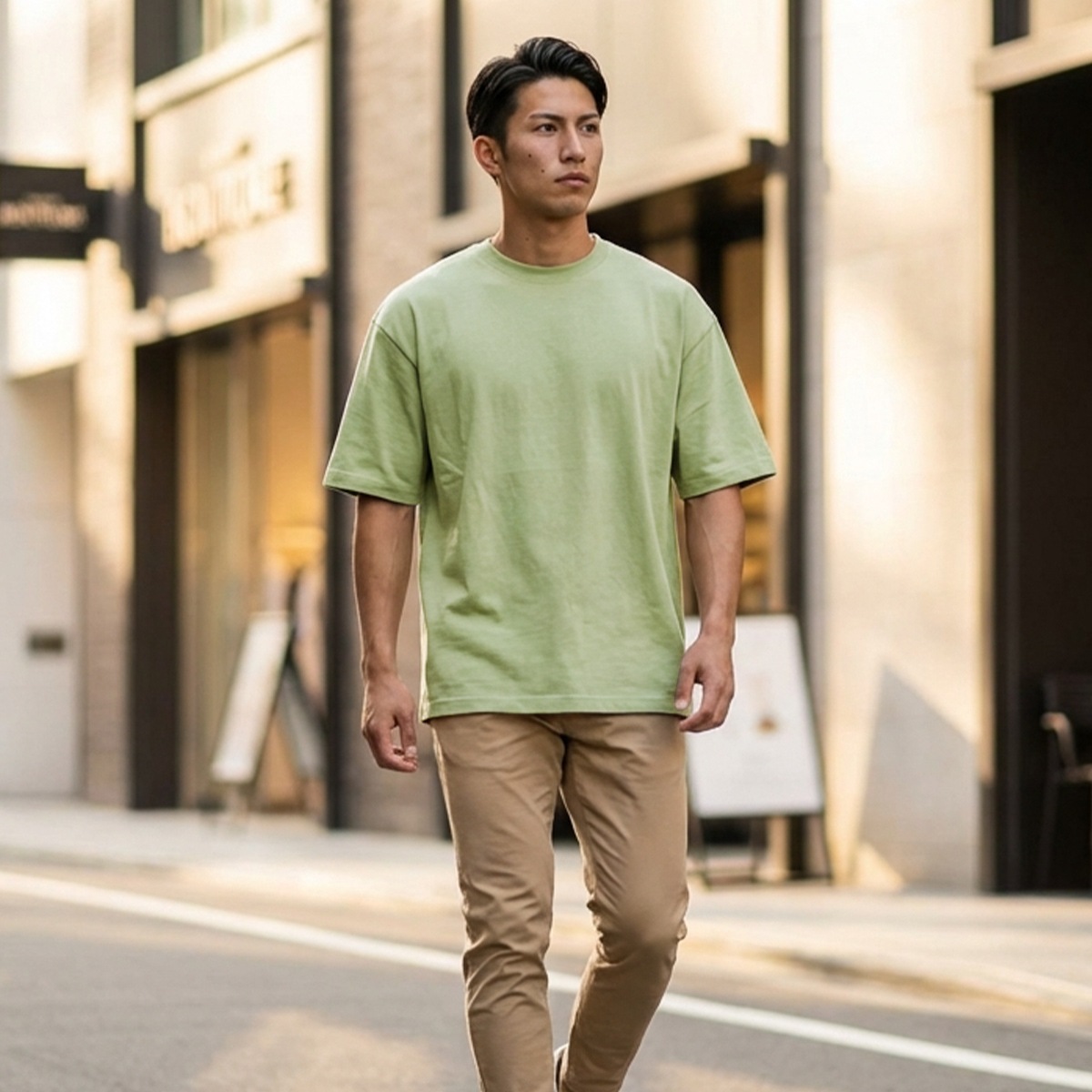 COTTON OVERSIZED T-SHIRT - SAGE