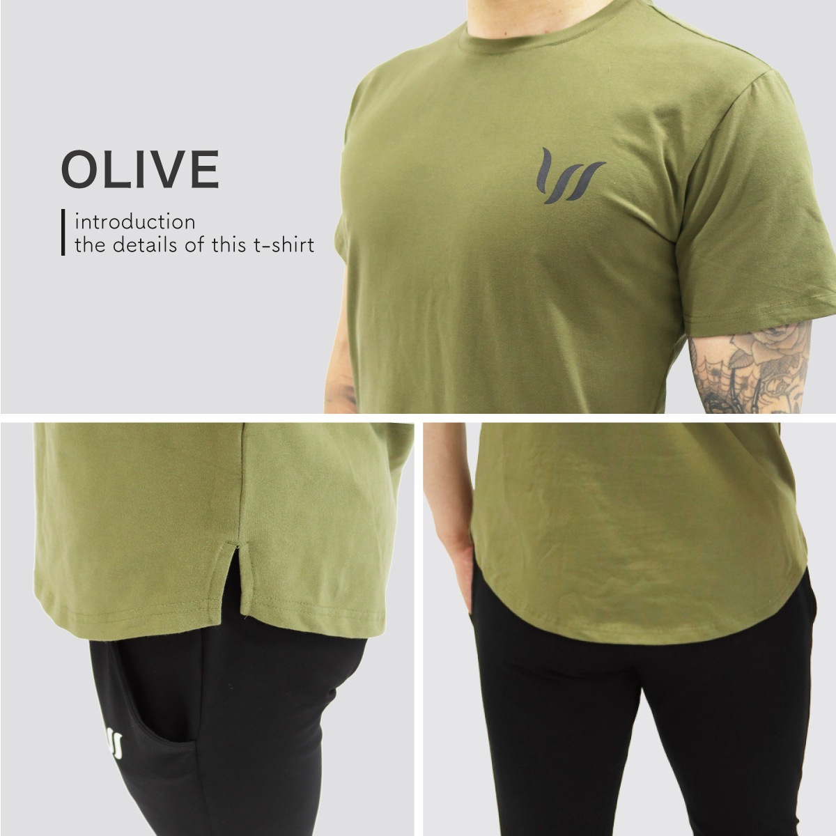 SP T-SHIRT - OLIVE ���饦���
