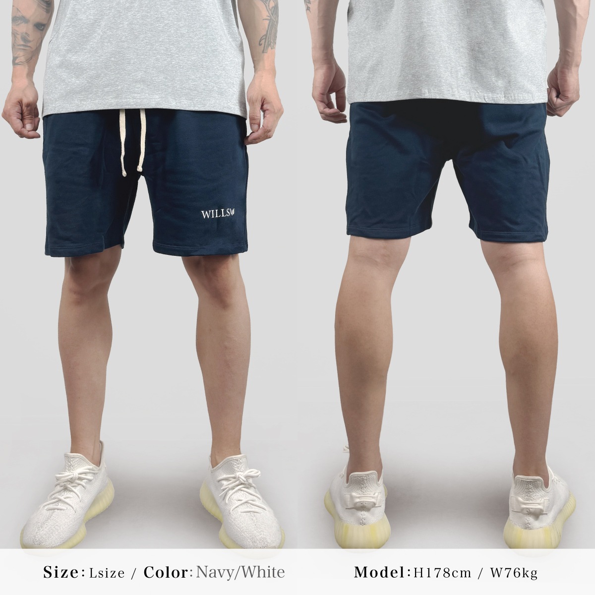 SWEAT SHORTS - Navy(ɳWhite)