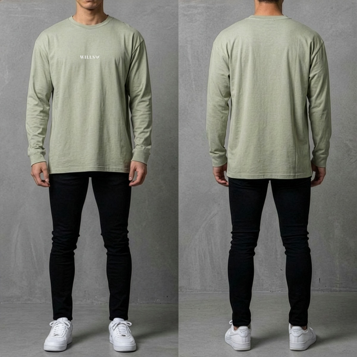 CORE OVERSIZE LONG SLEEVE TEE - SAGE