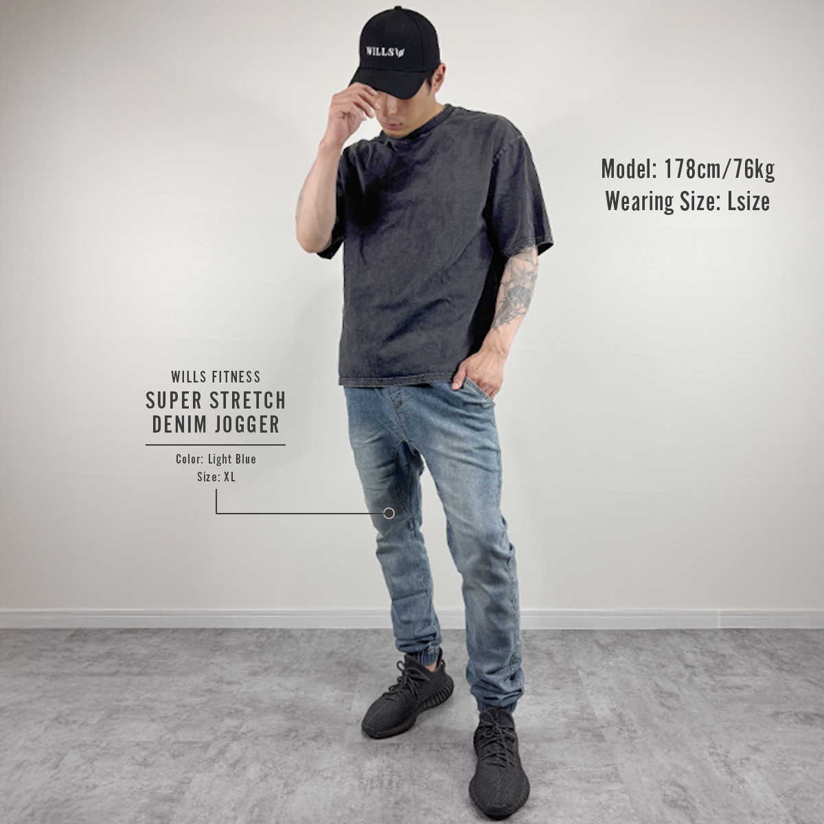 PLAIN ACID WASH OVERSIZED T-SHIRT - BLACK