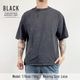 PLAIN ACID WASH OVERSIZED T-SHIRT - BLACK