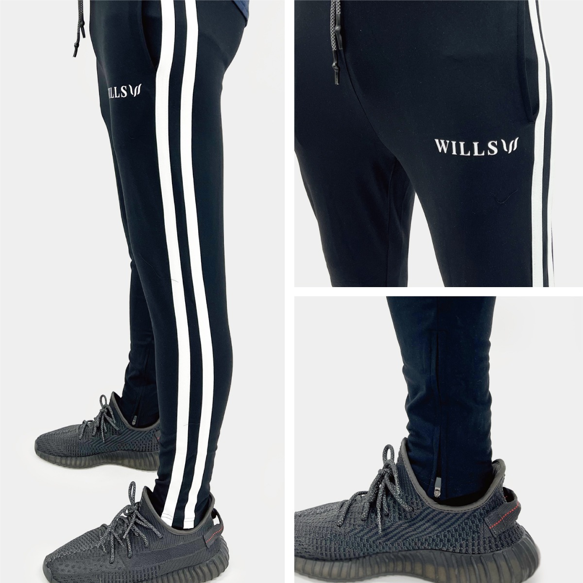 2 LINE STRETCH PANTS - BLACK