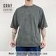 PLAIN ACID WASH OVERSIZED T-SHIRT - GRAY