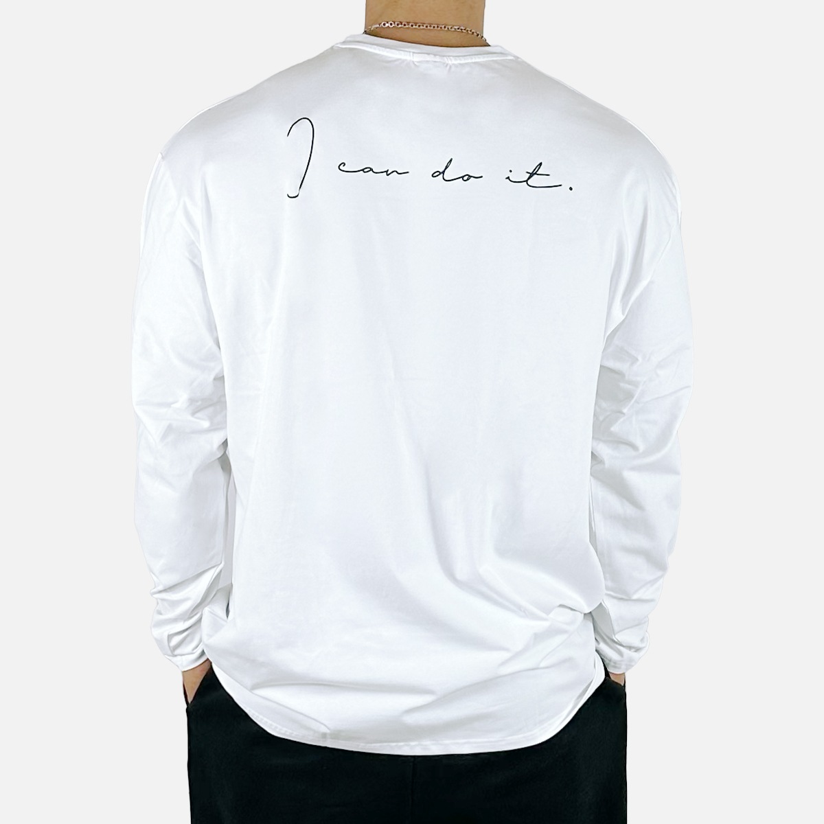 ��I CAN DO IT�� OVERSIZE LONG SLEEVE - WHITE