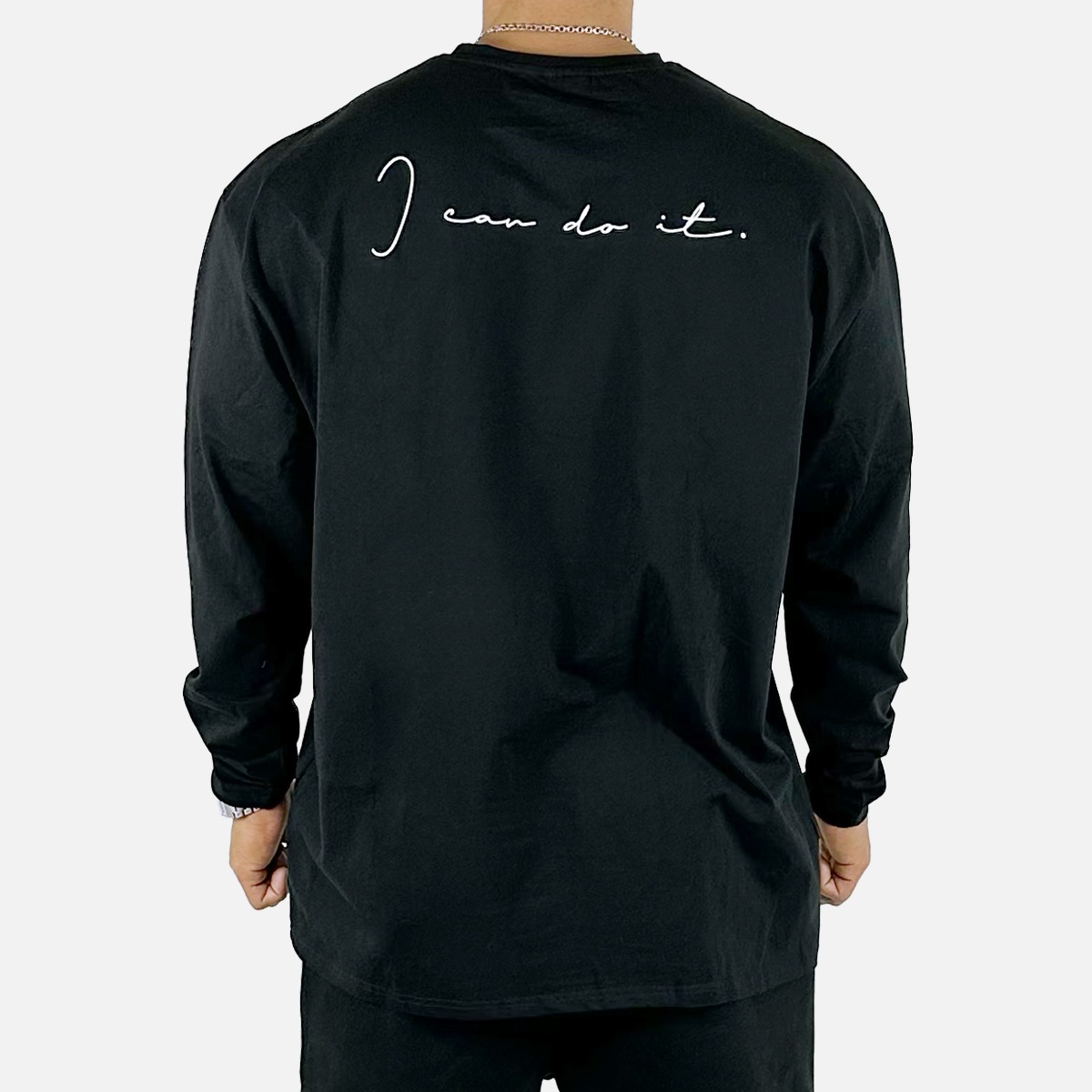 ��I CAN DO IT�� OVERSIZE LONG SLEEVE - BLACK