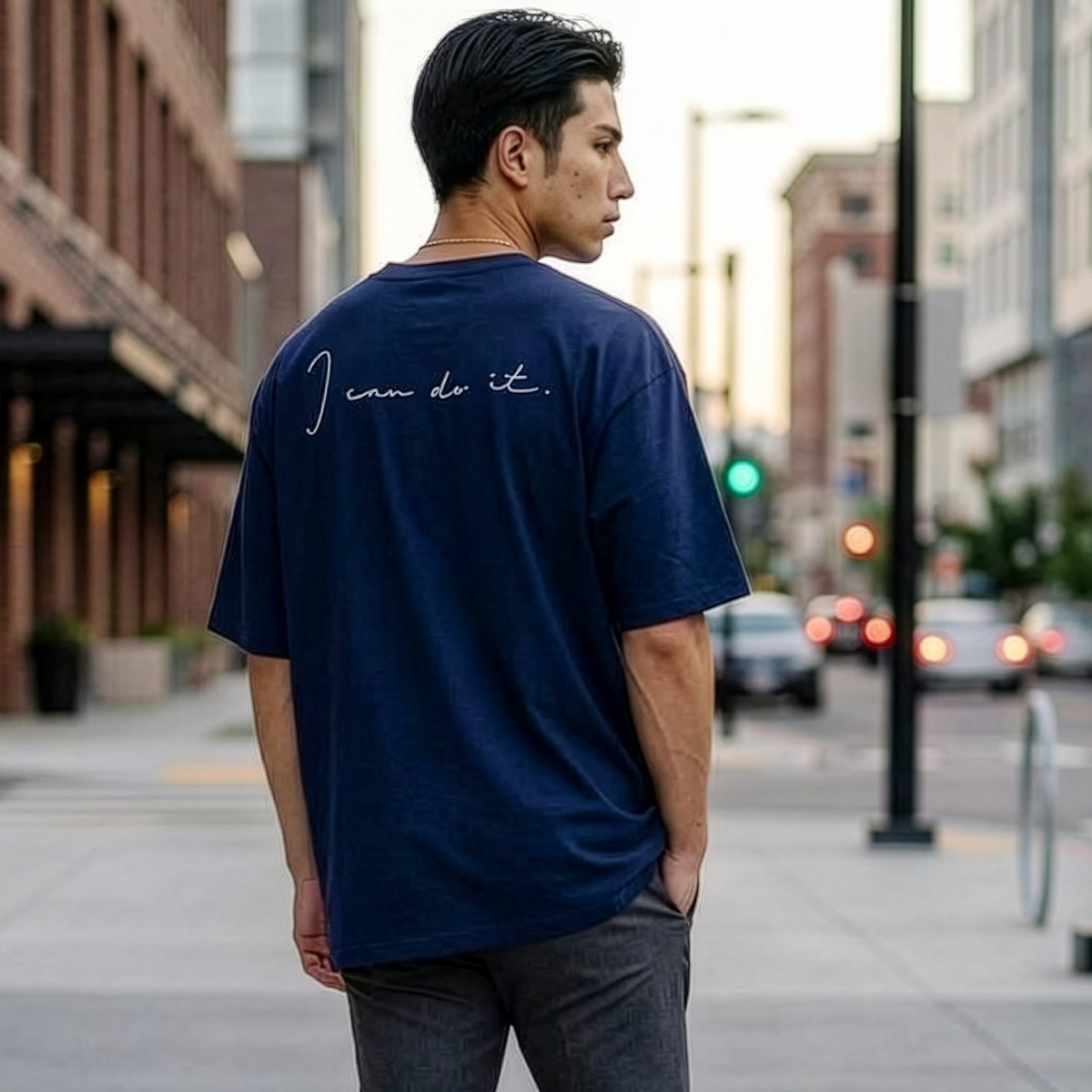 ��I CAN DO IT�� OVERSIZED TEE - NAVY