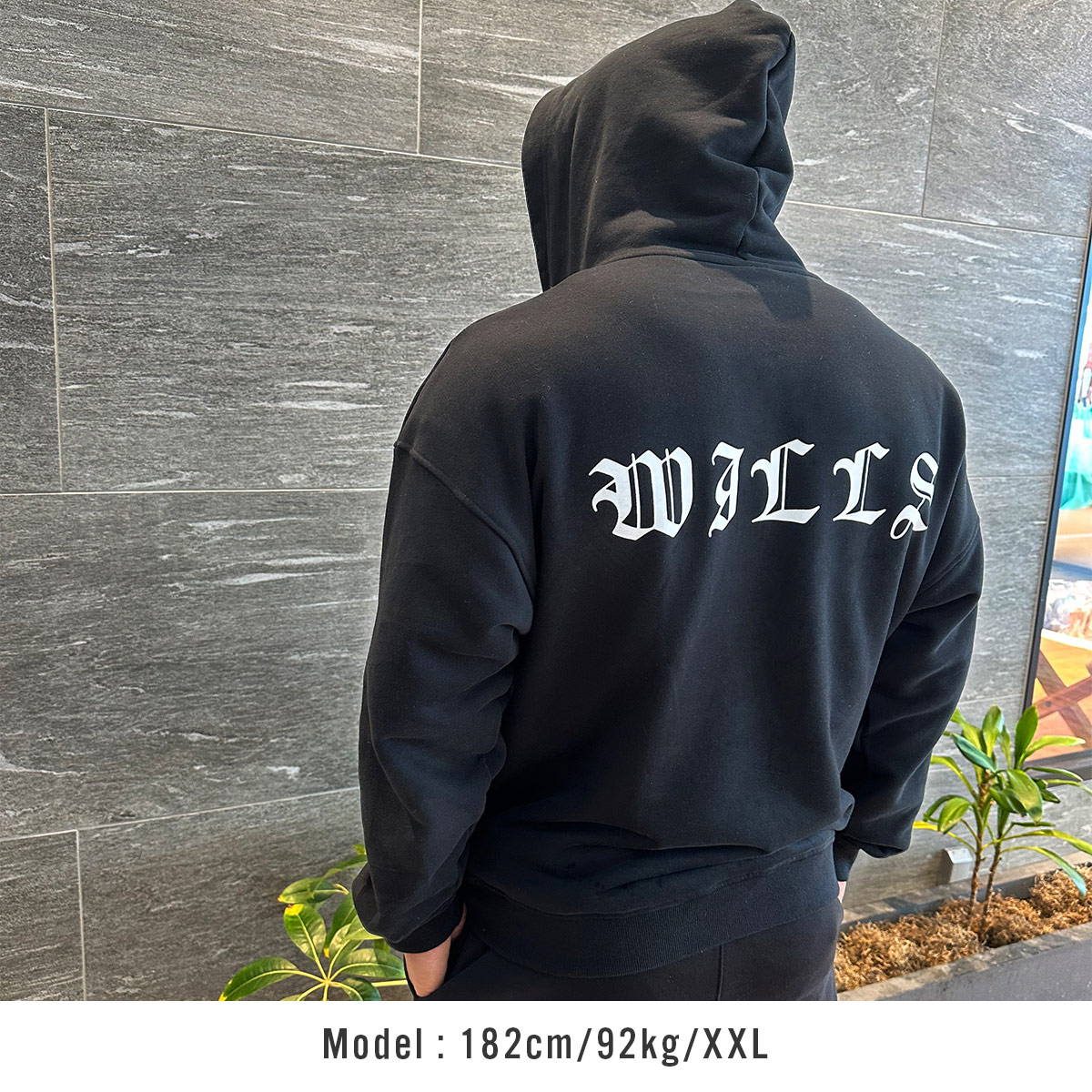 MEDIEVAL LOGO OVERSIZED ZIP HOODIE - BLACK