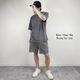 PLAIN ACID WASH "T-SHIRT + SHORTS" SET UP  - GRAY