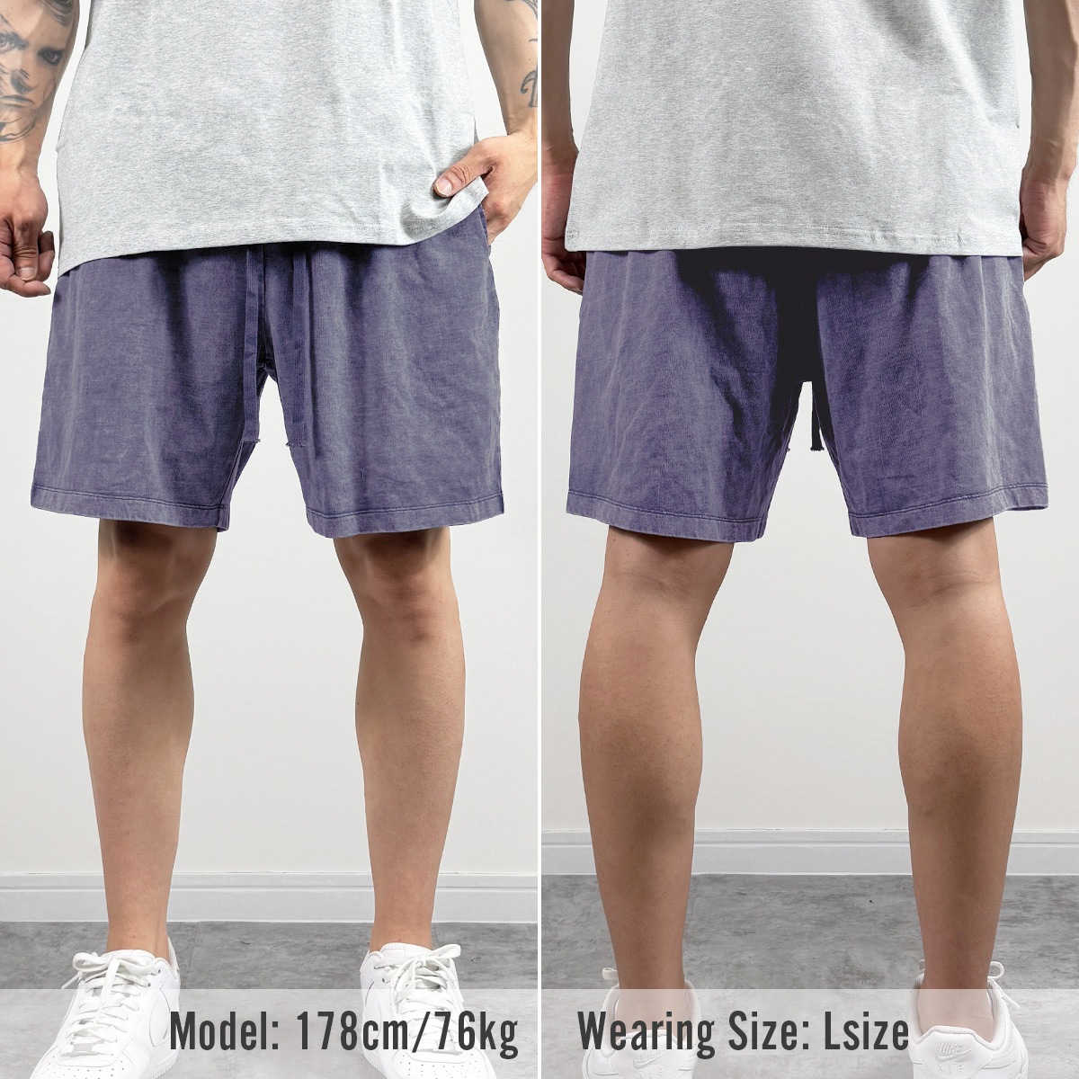 PLAIN ACID WASH "T-SHIRT + SHORTS" SET UP  - NAVY