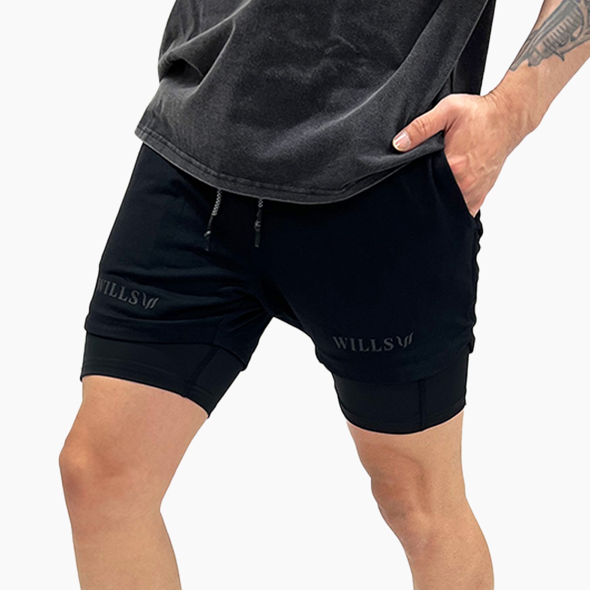 HYBRID LINER SHORTS - BLACK/BLACK