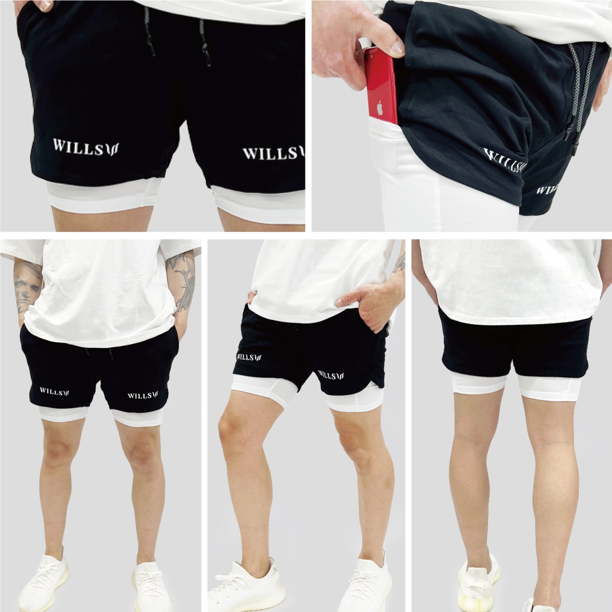 HYBRID LINER SHORTS - BLACK/WHITE