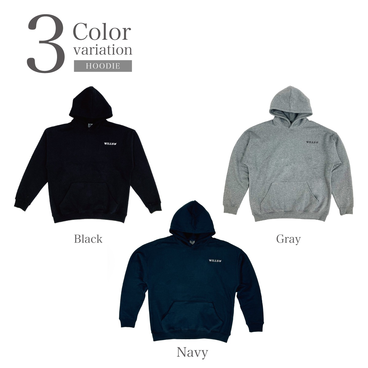 BACK PRINT OVERSIZED PULLOVER HOODIE - NAVY