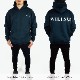BACK PRINT OVERSIZED PULLOVER HOODIE - NAVY