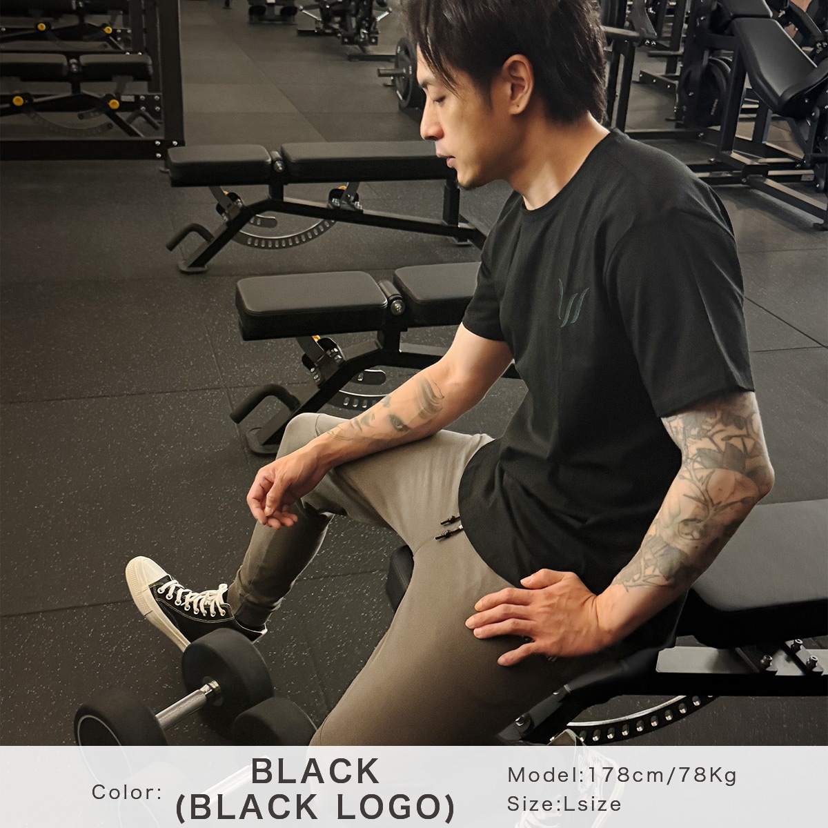 SP T-SHIRT - BLACK(BLACK LOGO) ���饦���