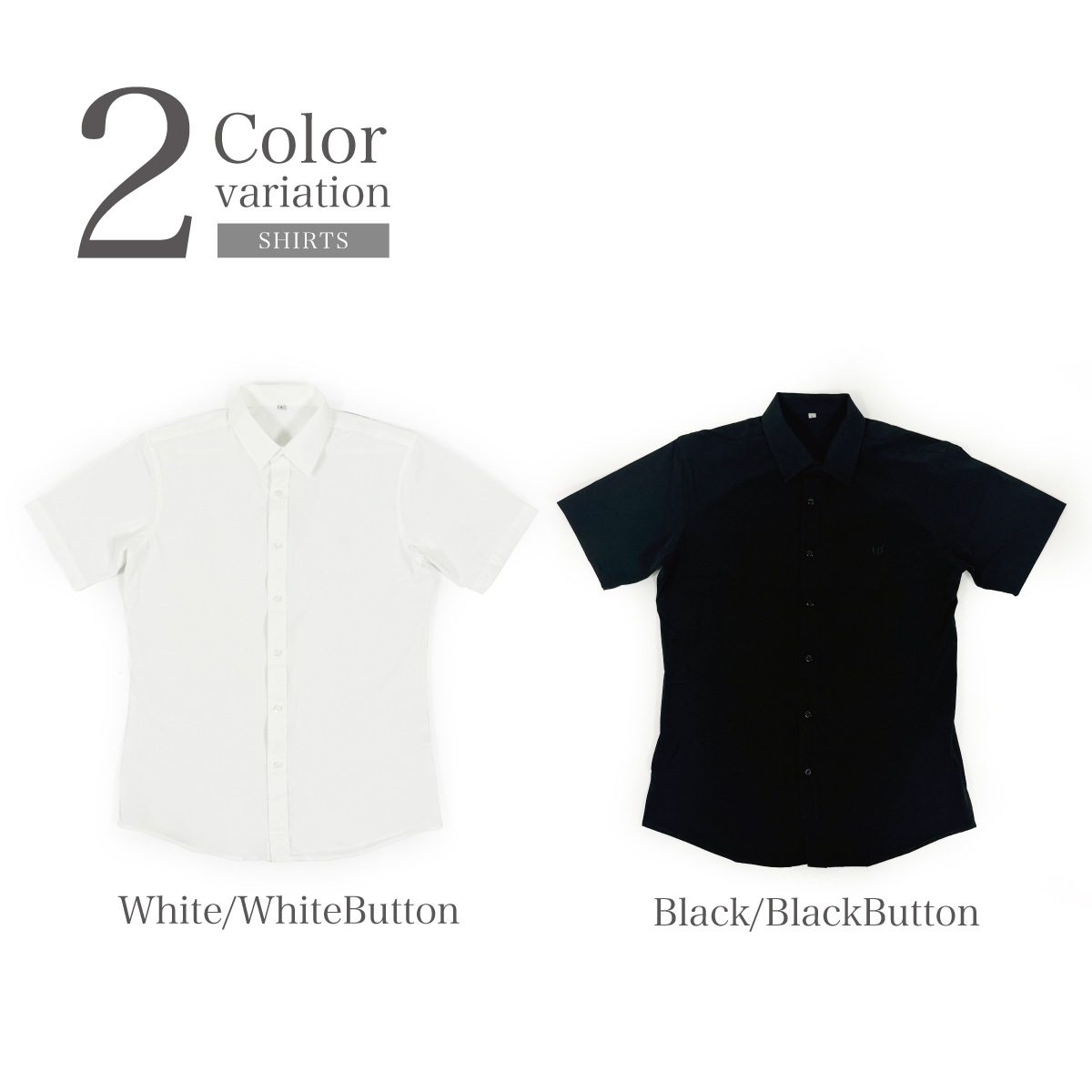 SUPER STRETCH SHORT SLEEVE SHIRT - BLACK/BLACK BUTTON