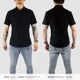 SUPER STRETCH SHORT SLEEVE SHIRT - BLACK/BLACK BUTTON