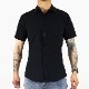 SUPER STRETCH SHORT SLEEVE SHIRT - BLACK/BLACK BUTTON