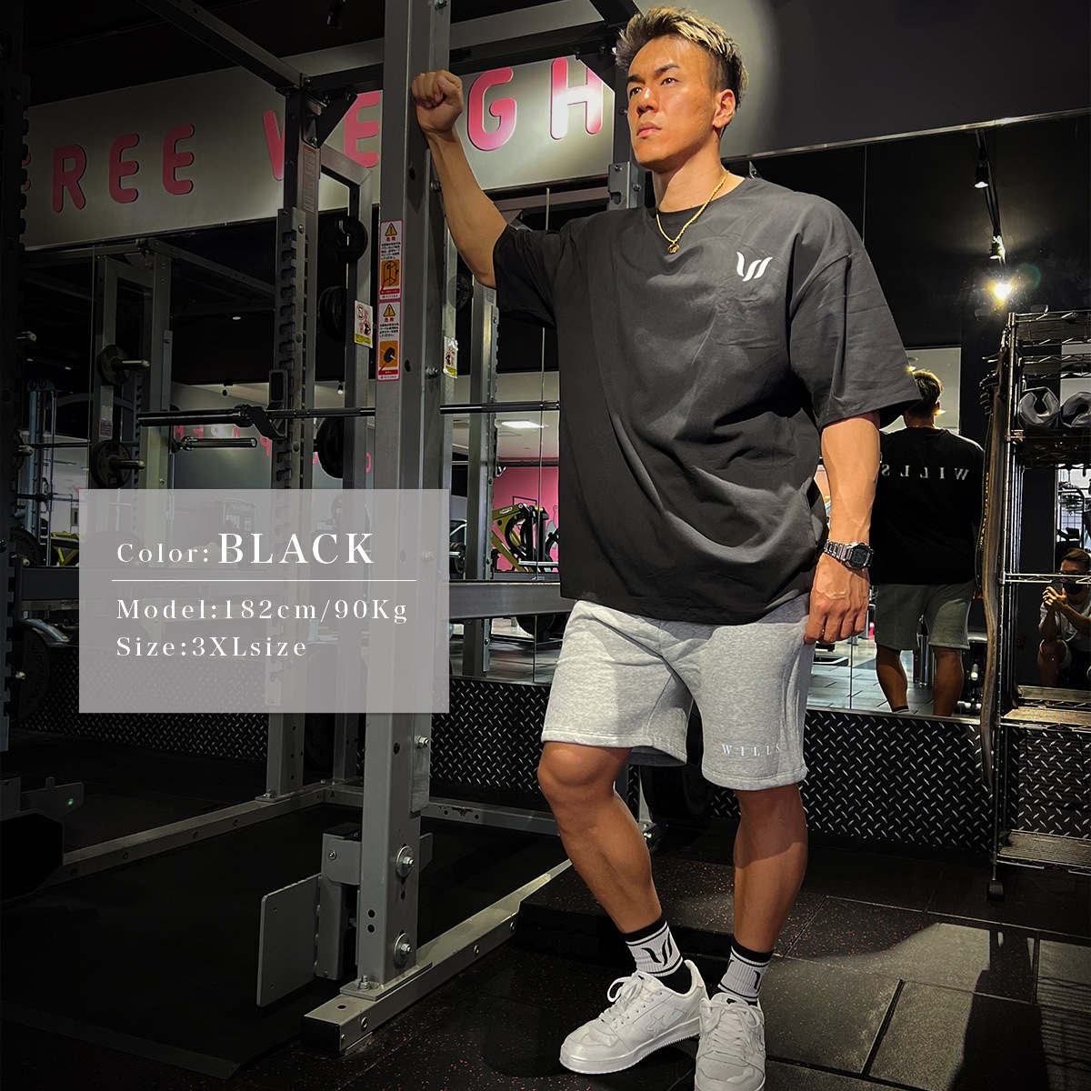 ESSENTIALS REFLECT OVERSIZE TEE - BLACK