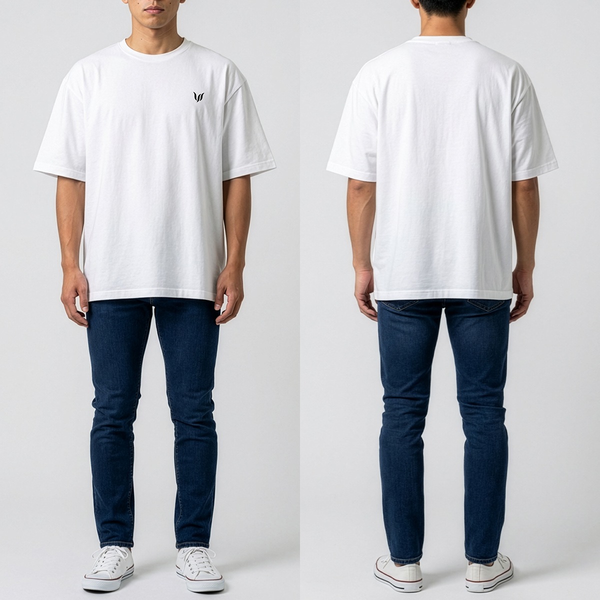 EMBROIDERED LOGO OVERSIZED T-SHIRT - WHITE