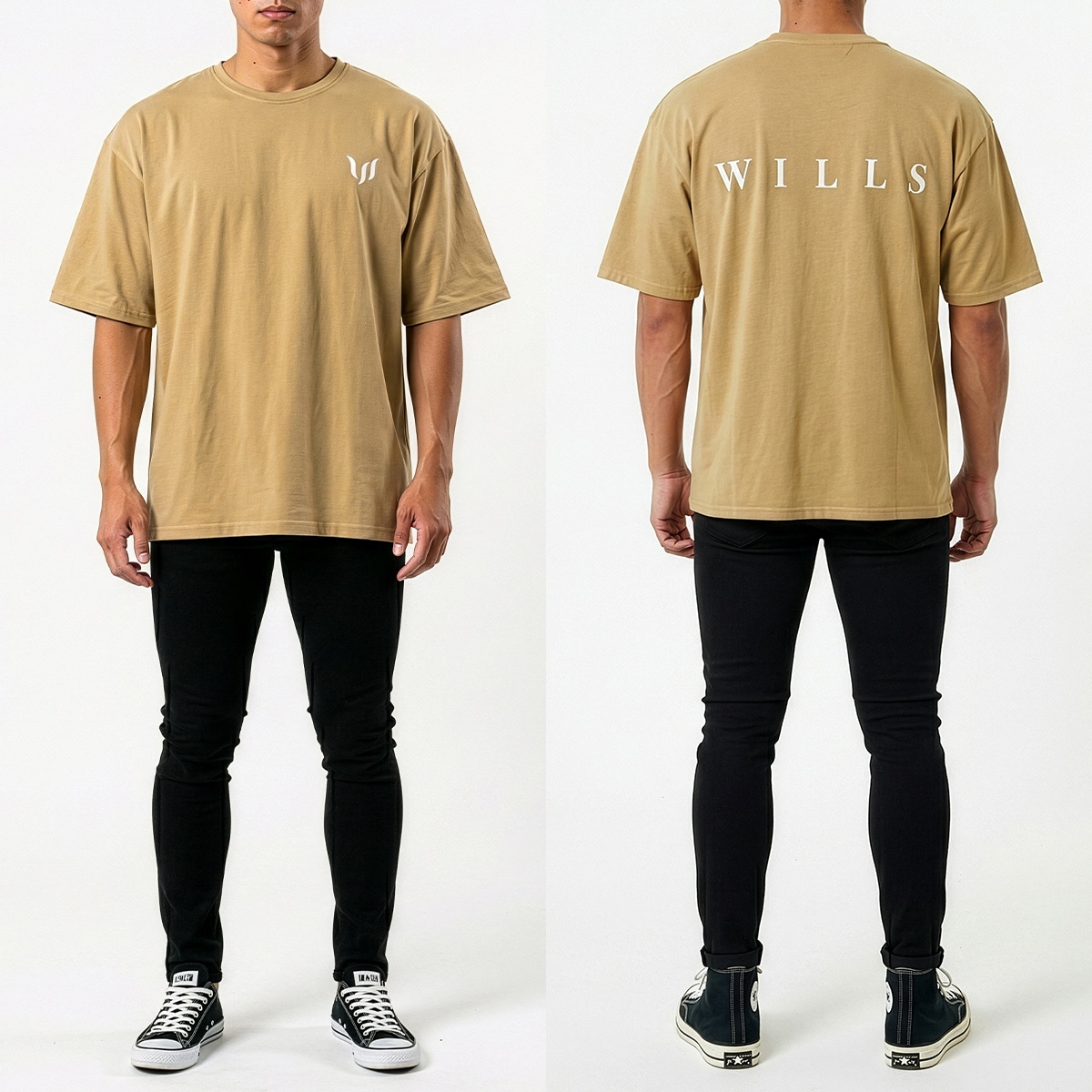 ESSENTIALS REFLECT OVERSIZE TEE - TAN