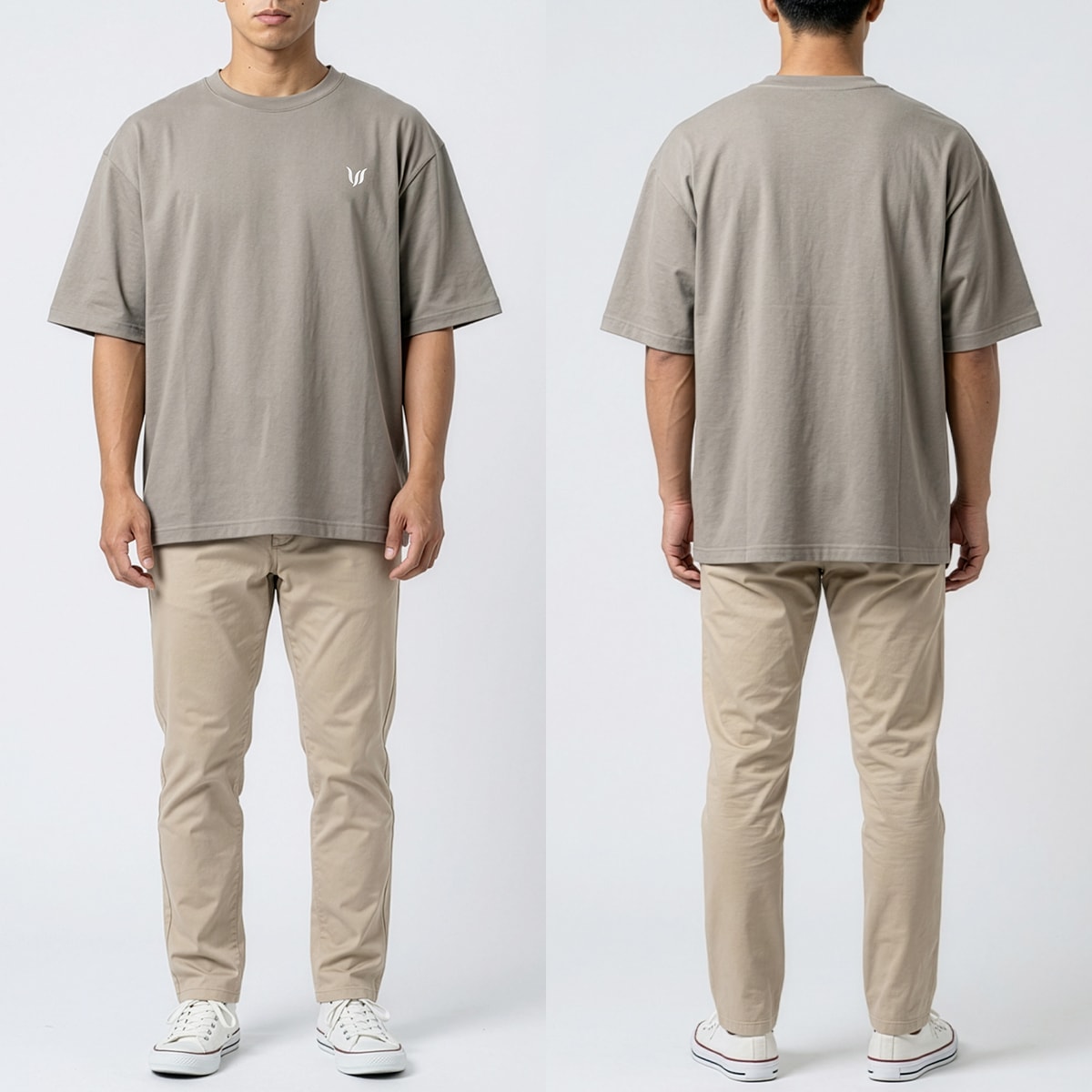 EMBROIDERED LOGO OVERSIZED T-SHIRT - GREY