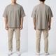 EMBROIDERED LOGO OVERSIZED T-SHIRT - GREY