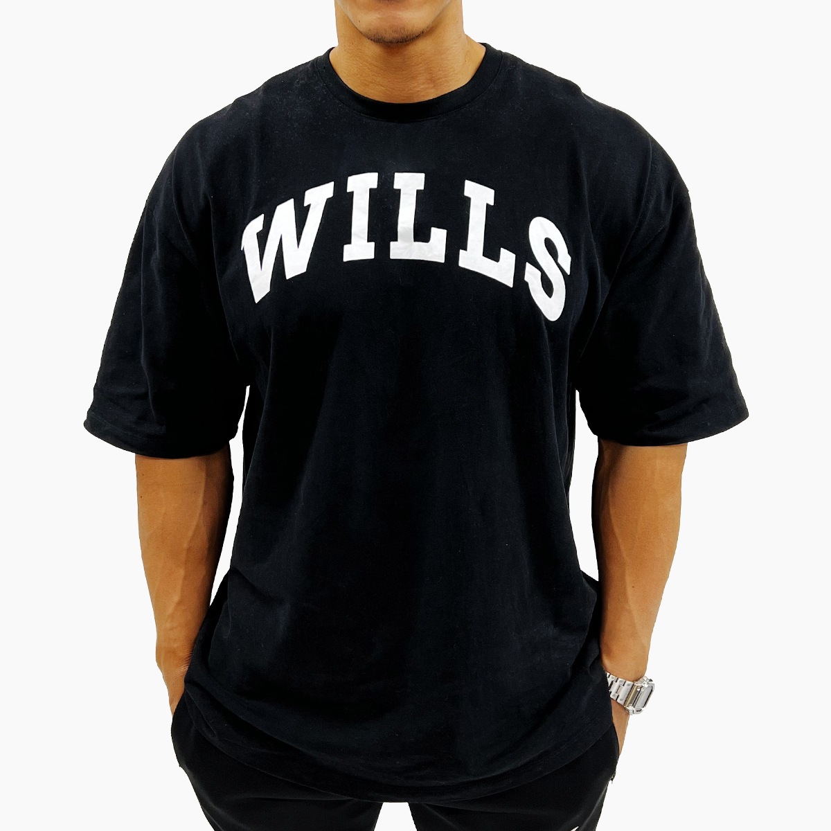 FRONT BIG LOGO OVERSIZE TEE - BLACK