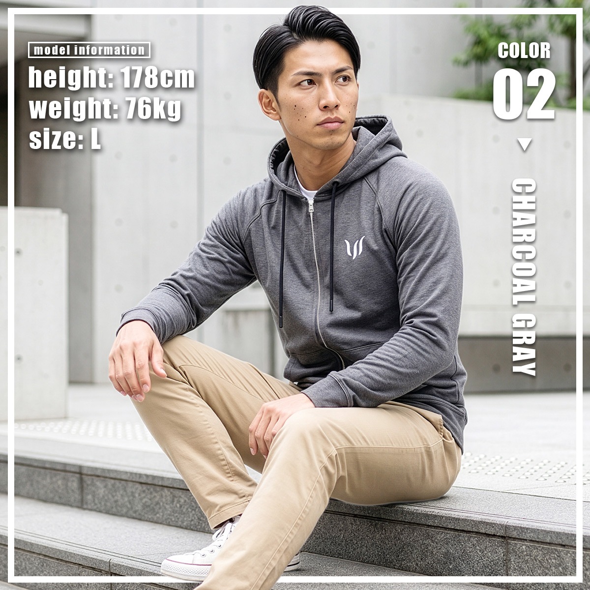 SP ZIP HOODIE - CHARCOAL GRAY