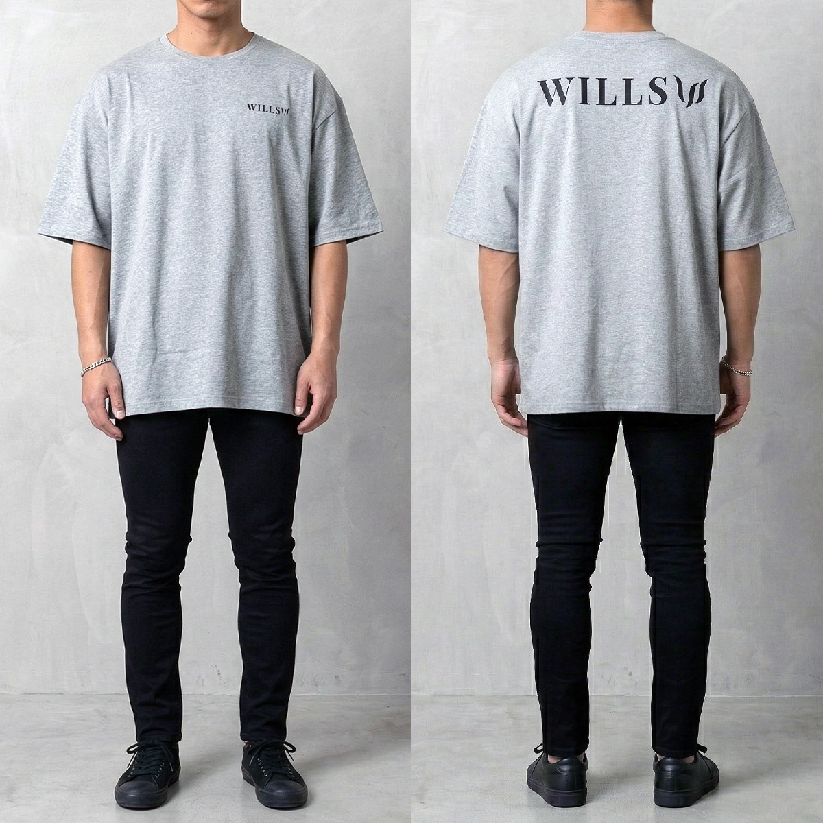CLASSIC LOGO BACK PRINT OVERSIZE TEE - GRAY