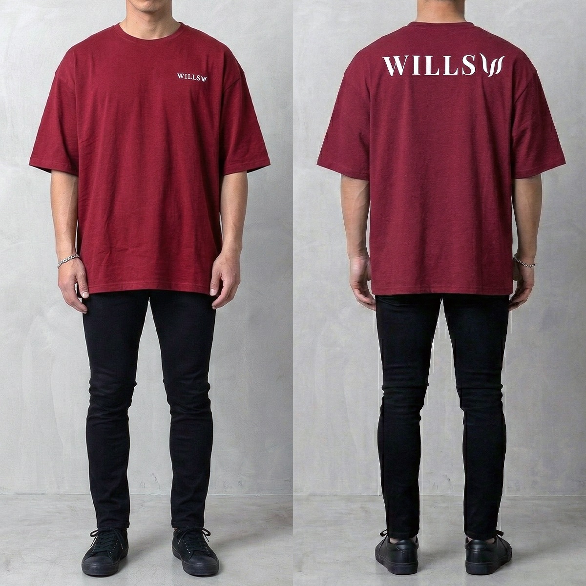 CLASSIC LOGO BACK PRINT OVERSIZE TEE - WINE