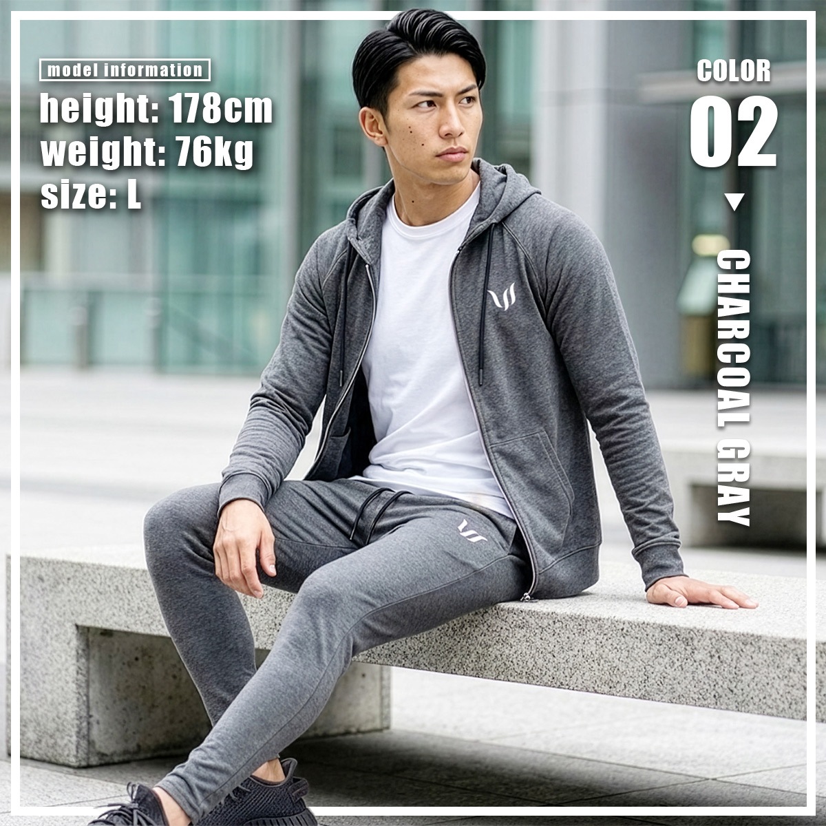 SP "ZIP HOODIE + JOGGER PANTS" SET UP  - CHARCOAL GRAY