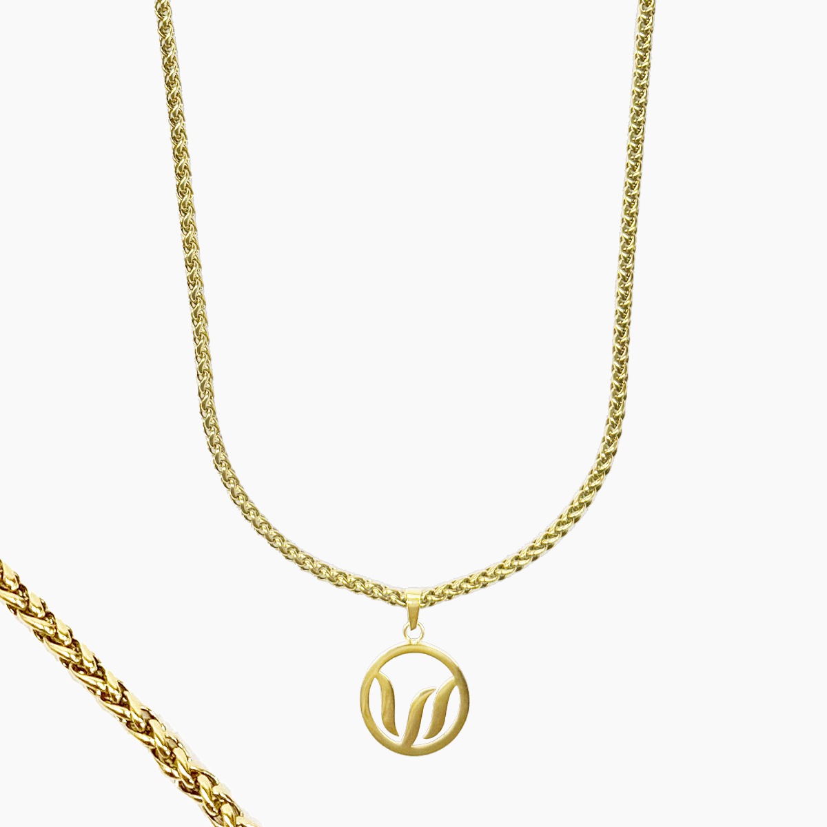 ECLIPSE HOOP NECKLACE (WHEAT CHAIN) - GOLD