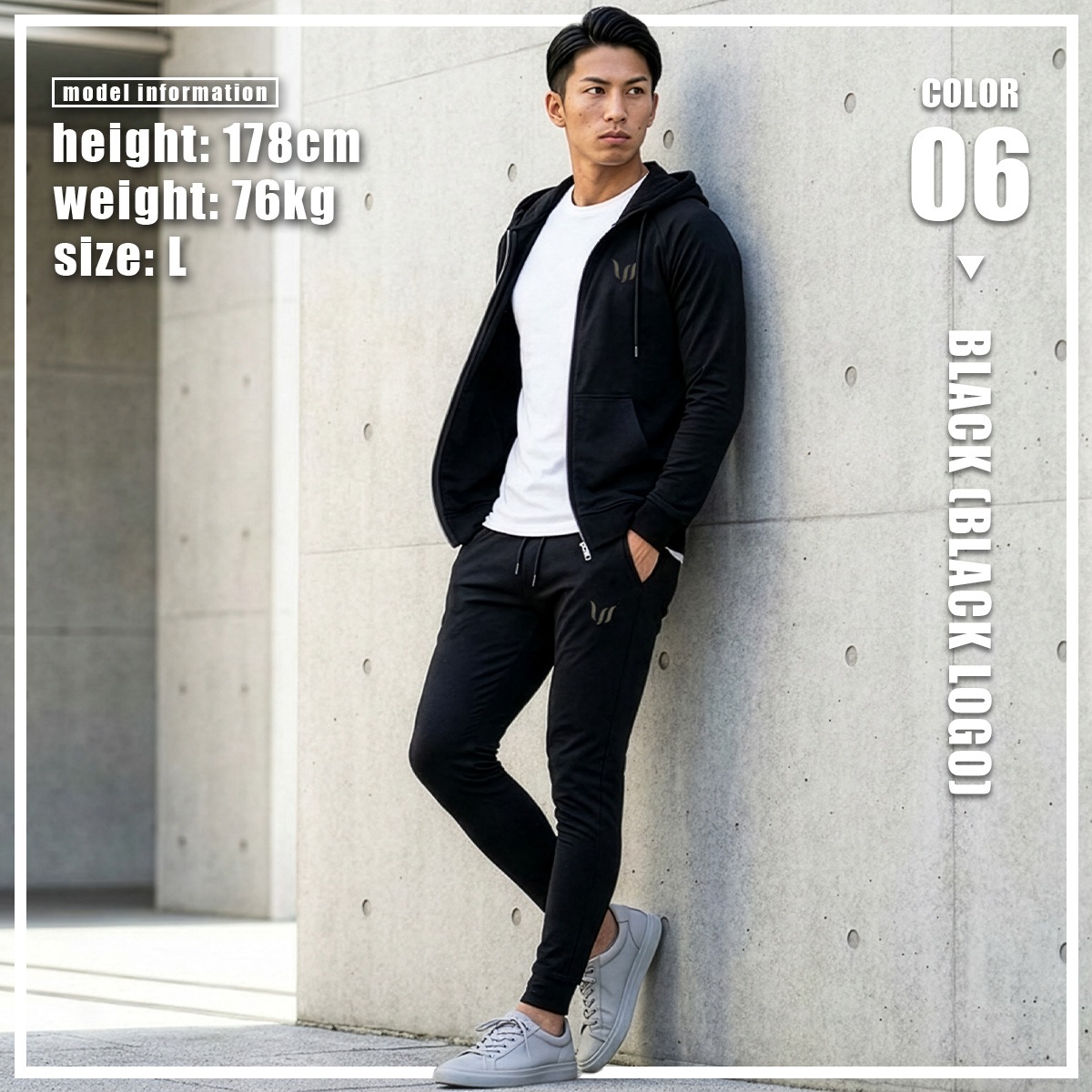 SP "ZIP HOODIE + JOGGER PANTS" SET UP  - BLACK (BLACK LOGO)