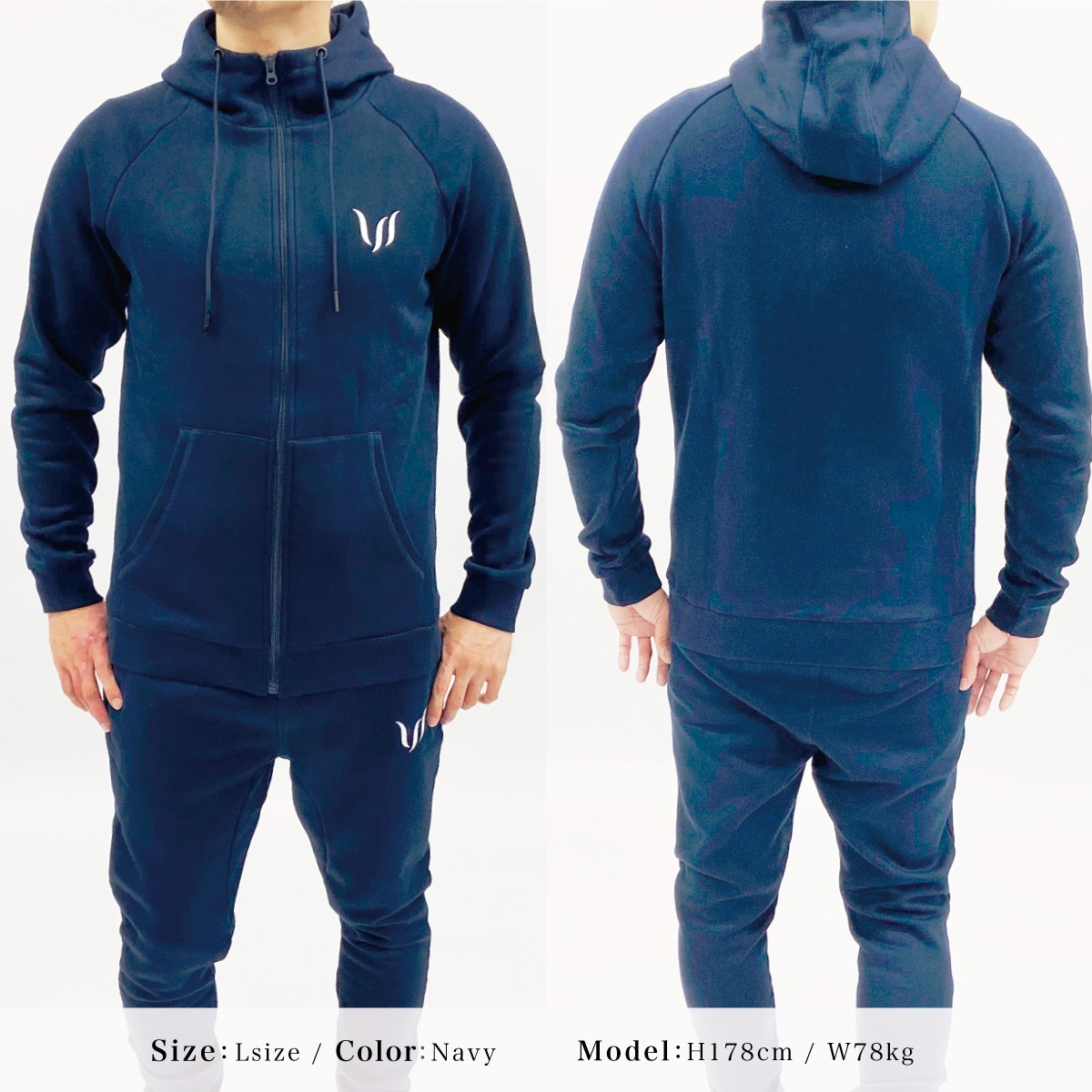 ESSENTIAL ZIP HOODIE - NAVY