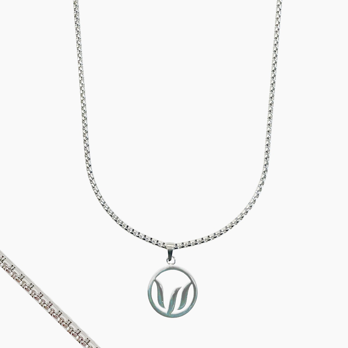 ECLIPSE HOOP NECKLACE (VENETIAN CHAIN) - SILVER