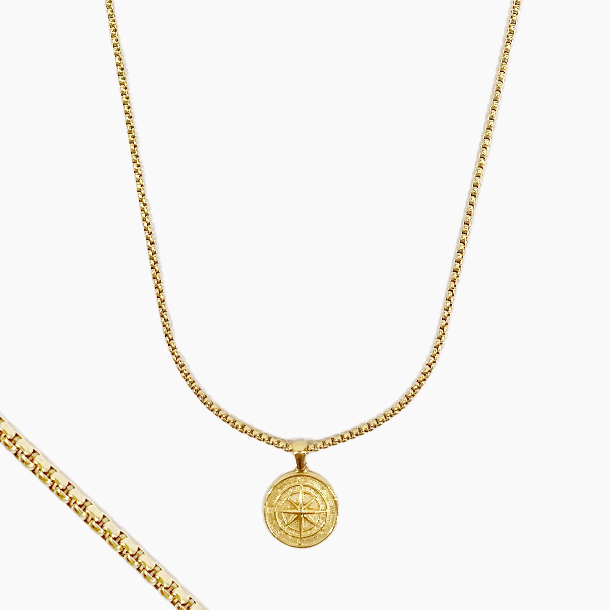 COMPASS PENDANT NECKLACE (VENETIAN CHAIN) - GOLD