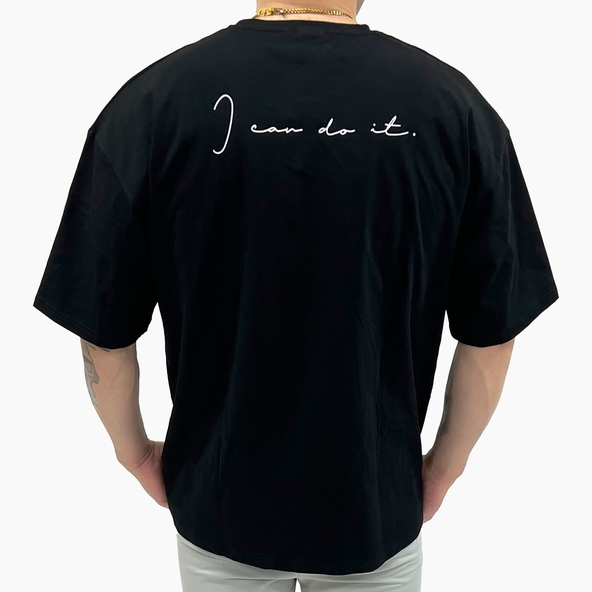 ��I CAN DO IT�� OVERSIZED TEE - BLACK