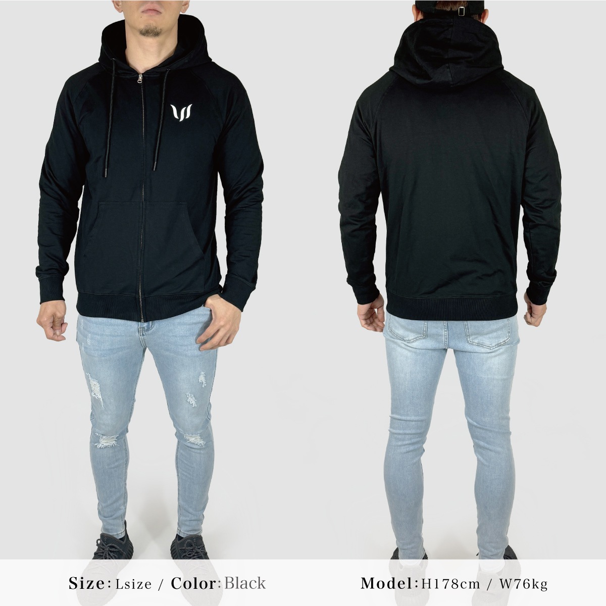 SP ZIP HOODIE - BLACK