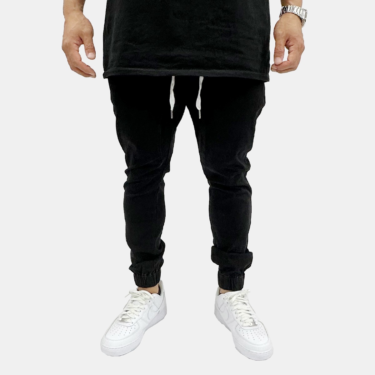 SUPER STRETCH DENIM JOGGER - BLACK